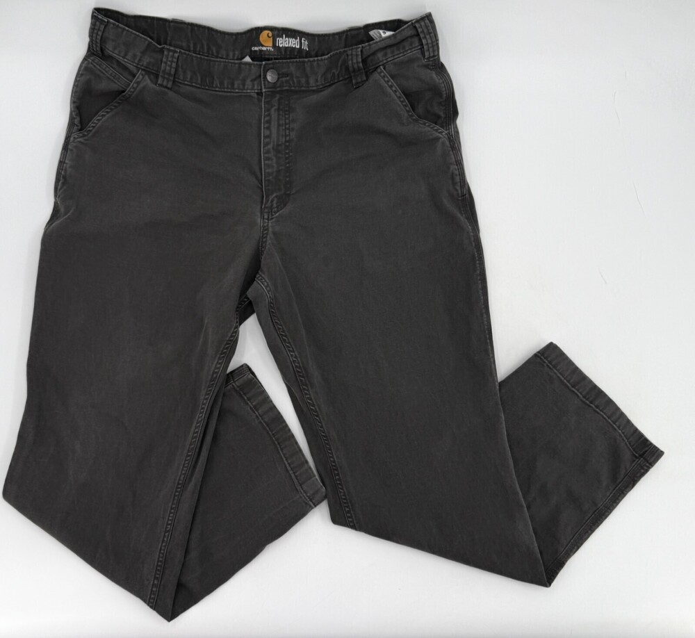 Carhartt Jeans Mens 40 Gray Gren Utility Work Rugged Straight Relaxed Fit